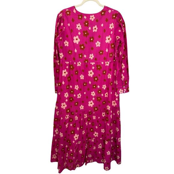 Hampton House Sally Maxi Dress In Hot Pink Floral 100% Cotton Size Medium - Picture 4 of 8